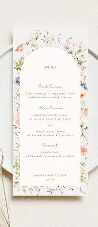 Editable Wildflower Menu Baby Shower for Spring Wedding Menu Template for Summer Garden Bridal Shower Menu Green for Baby in Bloom Arch - Etsy