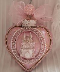 CHRISTMAS Decorative Ornament - Medium 3" - Pink/Vintage/Sequins/Cinderella Sparkle Heart Ornament Great gift for Christmas/Vintage Ornament/Baby Shower/Valentines Day/All Occassions If you want more of these ornaments please contact me.