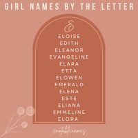 This post is brought to you by the letter E. Short and sweet or long and flowing, these gorgeous E names are perfect for your little one. I love E names, making it super difficult to narrow it down to just a few of my faves. From nicknamey names to long princessy picks, there's something for everyone on this list. My newest love, Emerald. It's stunning, unexpected and has tons of nickname potential. #girlnames #babynames #babynameinspo #babynameideas #babygirlnames #coolgirls #babynameinsp...