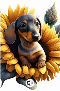 Immerse yourself in the whimsical charm of a Dachshund nestled amidst vibrant sunflowers, a delightful fusion of canine cuteness and floral beauty. Let this endearing sight add a touch of sunshine to your creative endeavors. Click for more and subscribe to infuse your projects with joy. #DachshundInSunflower #FloralPuppyLove #CreativeCanines #SubscribeForInspiration