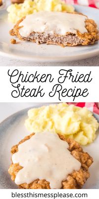 Chicken fried steak is a classic Southern dish consisting of tenderized beef steak coated in seasoned flour and fried until crispy.