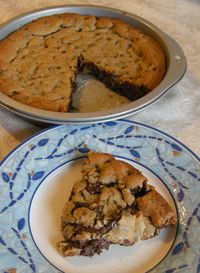 Chocolate Chip Cookie Cake - made it tonight, between the two of us there's not much left. Pretty simple to make and delicious. Mine baked in 19 minutes.