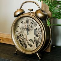 Williston Forge Analog Metal Quartz Tabletop Clock with Alarm in Gold | Wayfair