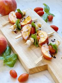 Peach and Basil Caprese Skewers