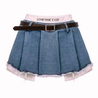 Sexy Babes Denim Skirt Show Long Legs Irregular Fake Two Piece Miniskirt Pleated sexy korean denim micro skirt women summer y2k high waist irregular patchwork fake two piece belt mini skirt streetwear y2k aesthetic preppy aesthetic women's style clothing indie stores outfits ideas aesthetic outfits inspiration outfit inspo aesthetic clothes shopee finds shopee recommendations shopee ph