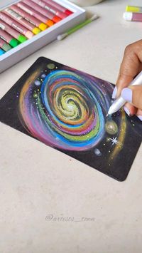 Let's draw this rainbow galaxy ✨🪐  Oil pastels: Sakura Cray-Pas oil pastels  #PrideChallenge