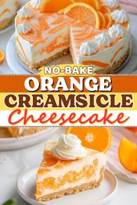 Soft, rich, and oh-so-fruity, this no-bake orange creamsicle cheesecake is an irresistible summer dessert that tastes just like the classic frozen treat.