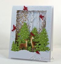 Come see how I made this lovely deer die cut winter scene.    Card Making Ideas | Paper Crafts | Handmade Greeting Cards | Scene Cards | Deer Die Cut Winter Scene Card.  Click on the picture if you would like to see how I made this card.