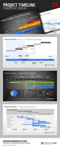 Project Timeline PPT Example Template Project Timeslines PowerPoint Template Use different styles for specific elements of your timeline to make it easier for your audience to distinguish between them. #presentationload http://www.presentationload.com/project-timelines.html