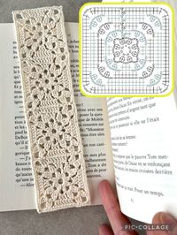 Crochet granny squares diagram openwork bookmark, crochet bookmark idea, fine cotton thread