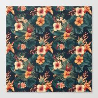 Shop Oriental vintage flower pattern stretched canvas on Society6!