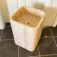 Travertine Pedestal Sink Freestanding Travertine Sink Marble Sink Marble Bathroom Sink Powder Room Sink Natural Stone Sink - Etsy