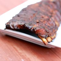 Smoked Pork Ribs on a Masterbuilt Electric Smoker. Recipe by Bobby Flay