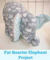 Sew this adorable soft toy elephant using just 4 fat quarters of fabric