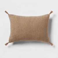 Oblong Traditional Tweed Decorative Throw Pillow Natural Brown - Threshold™ : Target