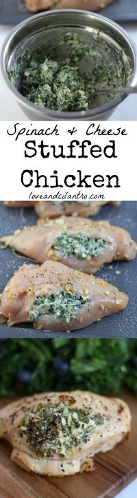 Juicy chicken breasts stuffed with parmesan, cream cheese, and spinach.