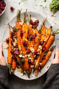 Maple roasted carrots with cranberries