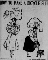 Illustration from an article on how to make a bicycle suit. From the May 9, 1897 Seattle Post-Intelligencer.