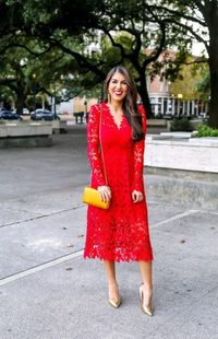 Gorgeous Red Lace Mid Dress