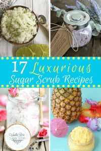 There's nothing more luxurious than your skin after using homemade sugar scrubs! And the best thing of all is that most DIY sugar scrub recipes are so easy to make! Just add sugar of your choice with a carrier oil like jojoba oil, almond oil or coconut oil together to make a diy sugar scrub. You can make body scrubs, face scrubs or even lip scrubs for dry, chapped lips. #sugarscrub #skincare