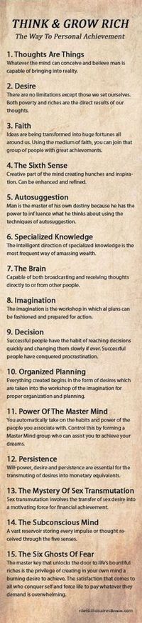 Think And Grow Rich The Way To Personal Achievement thoughts success rich business infographic self improvement wealth entrepreneur entrepreneur tips tips for entrepreneur