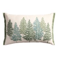 Spruce Green Winter Trees Beaded Lumbar Pillow - World Market