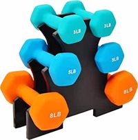 Amazon.com : Signature Fitness Neoprene Dumbbell Hand Weights, Anti-Slip, Anti-roll, Hex Shape Colorful, 32-Pound Set with Rack, 3 Pairs: 3LB, 5LB and 8LB Pairs : Sports & Outdoors