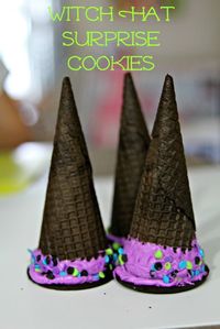 Witch Hat Surprise Cookies #recipe #halloween #cookingwithkids