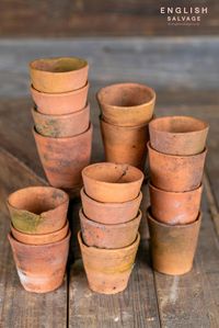 Vintage hand thrown garden clay pots