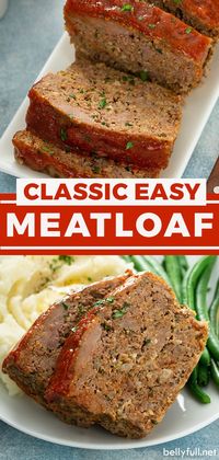 The best Meatloaf made with both lean ground beef and Italian sausage, then coated with a sweet and tangy glaze. Tender, juicy, so flavorful, and slices without crumbling. This classic meatloaf recipe is where it's at!