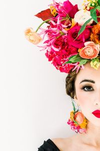 In honor of Frida Kahlo, scenes from a creative photo shoot in Atlanta GA Team: Photography- 4 Corners Photo Florals- Amanda Jewel Floral and Design Makeup and Hair- Anne Timss