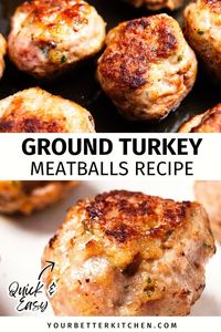 Need delicious and healthy ground turkey recipes? You can't miss these amazingly easy turkey meatballs. Trust me, our recipe is unlike any other. They create the absolute best juicy turkey meatballs you've ever tasted. Great for dinner or appetizers. Enjoy with rice, pasta, and sauce, or as a standalone appetizer. Plus, they're high in protein! Find this healthy meal idea today at yourbetterkitchen.com and explore more healthy dinner recipes.