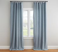 Custom Belgian Flax Linen Rod Pocket Curtain, Blue Chambray, 42 x 30" | Pottery Barn