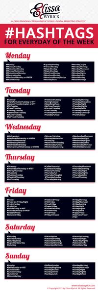 Weekday Hashtag Cheat Sheet                                                                                                                                                                                 More