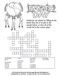 Support the Earth, Earth Day Fill-in Puzzle - Free Coloring Pages for Kids - Games and Printable Colouring Sheets for Children