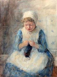 A Girl Knitting