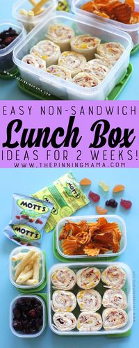 Turkey Ranch Roll Up - lunch box idea for kids! Just one of 2 weeks worth of non-sandwich school lunch ideas that are fun, healthy, and easy to make! Grab your lunch bag or bento box and get started!