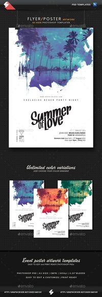 PSD Summer Of Love - Party Flyer, Poster Template A3 • Only available here ➝ http://graphicriver.net/item/summer-of-love-party-flyer-poster-template-a3/16470682?ref=pxcr