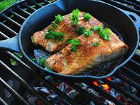 Cast Iron Lemon Garlic Salmon - Over The Fire Cooking