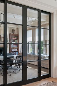 Raydoor pocket doors eliminate the need by handling the guiding of the door with a floor guide that exists only in the pocket. As the door extends outward from the pocket, 