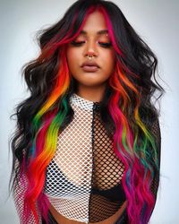 JessicaPowersPaints 💕 on Instagram: "🖤🌈🖤 - @duomopro the color line @dreamcatchershair 6 24” wefts on 2 rows @olaplex for strength 💪🏻 @malibucpro cpr to prep @oliviagarden_int for tools 🛠 @bioionic for the curls @styletekbeauty foils @sevenhaircare @blankcanvas.salon the Salon @artistrybyanita_ my model @uncagedartistry #uncagedartistry • - #behindthechair #beautylaunchpad #modernsalon #blankcanvassalonogden #utahhairstylist #utahstylist #utahhairsalon #duomocolor #jessicapowerspaints #st