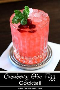 This Cranberry Gin Fizz Cocktail is my favorite cocktail from the beginning of Fall all the way through the Holidays. So pretty and festive too!