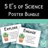 These 5 E's of Science STEAM posters are minimalist, clean, and effectively communicate key ideas for each "E" including engage, explore, explain, elaborate, and evaluate. Each poster highlights key questions and actions during each instructional phase. A fantastic resource for developing engaging, inquiry-based lessons in alignment with the NGSS standards. 5 Posters Include: Engage, Explore, Explain, Elaborate / Extend, and Evaluate. Recommendation: Print in color on cardstock for a decorative