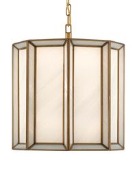 Our Harmony Pendant is made of articulated panels of white milk glass that are joined together by ribs of antique brass metal for a soft diffused illumination in your home. - Due to increased holiday order volumes, shipping times may vary.- Backorder dates are subject to change.