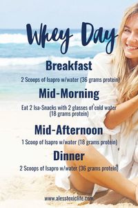 Drinking whey protein can help you build muscle and lose weight. Find out what some Isagenix users are doing instead of a cleanse day. Drink whey supplement instead of cleanse for life. Isagenix Isapro provides 18 grams of protein per serving. Select plant based or whey in chocolate or vanilla. Whey day protein pacing.