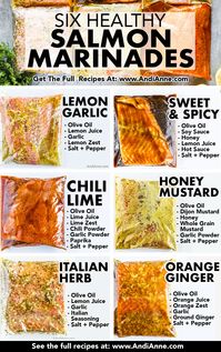 Salmon marinades add incredible flavor to your salmon dishes. They're easy, healthy, and so simple. Made with fresh ingredients, these six marinade recipes will give your salmon an amazing taste without overpowering the fish. #salmon #fish #marinade