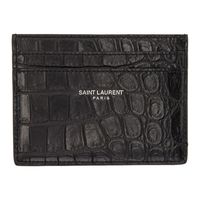 SAINT LAURENT Black Croc Card Holder. #saintlaurent #