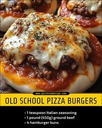 Last minute recipes | 🍔🍕 These Old School Pizza Burgers are a blast from the past | Facebook