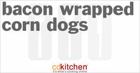 A recipe for Bacon Wrapped Corn Dogs made with refrigerated cornbread twists, wooden popsicle sticks, hot dogs, pre-cooked