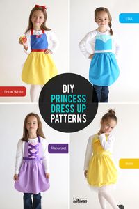 These princess dress ups are so easy to make! Click through for the free pattern in three different sizes plus a video tutorial sewing you how to sew them up.